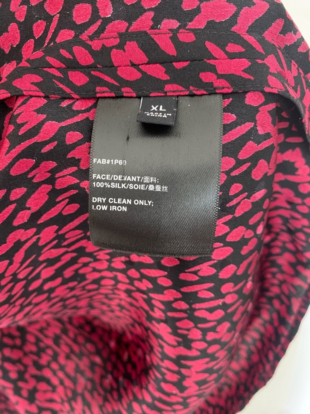 Lafayette 148 New York 100% Silk Printed Button Front Blouse – Pink & Black XL - Picture 7 of 8